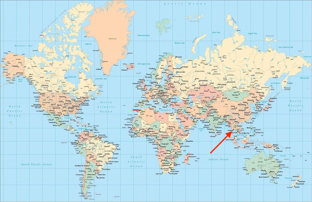بانكوك (كرونغ ثورب) الموقع على خريطة العالم