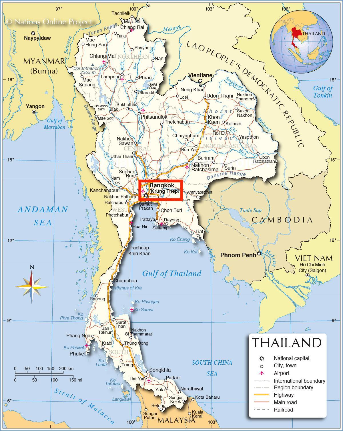 بانكوك (كرونغ ثورب) على خريطة تايلاند