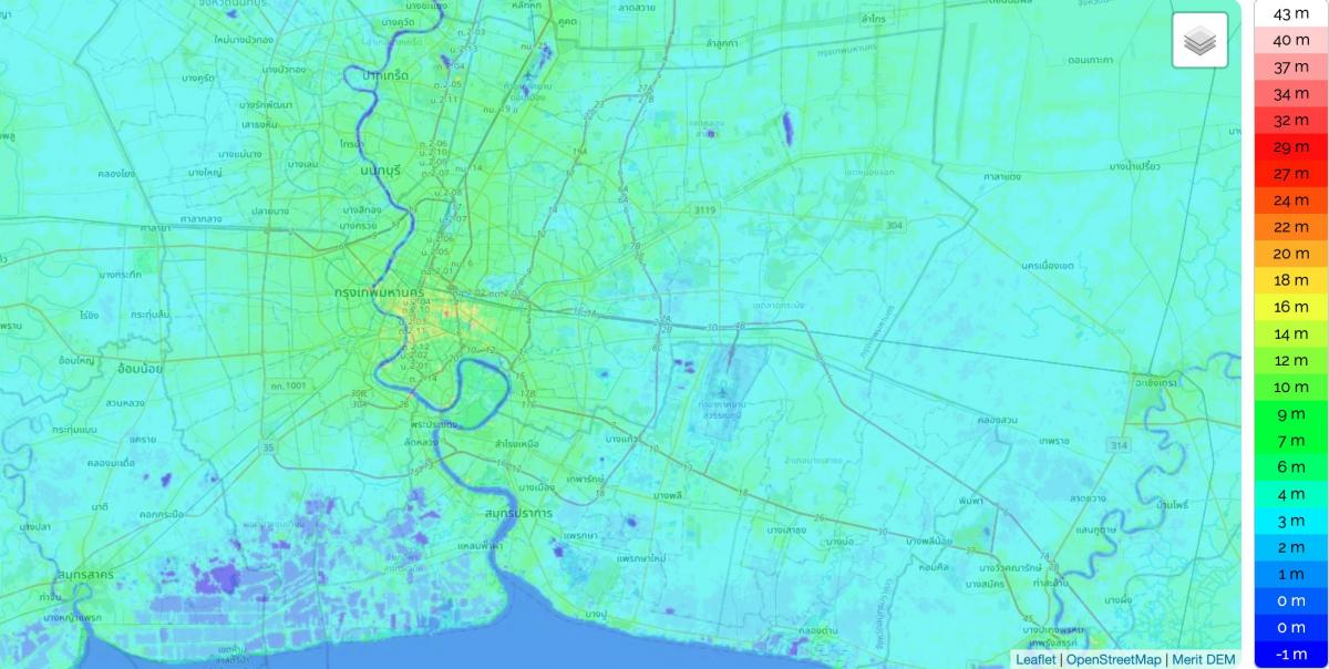 خريطة الارتفاع في بانكوك (كرونغ ثورب)
